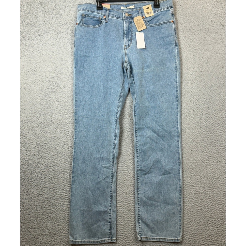 NEW Levis 314 Jeans Womens 33X32 Shaping Straight Blue Light Wash Stretch Denim